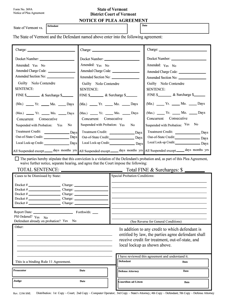 District Court of Vermont  Form