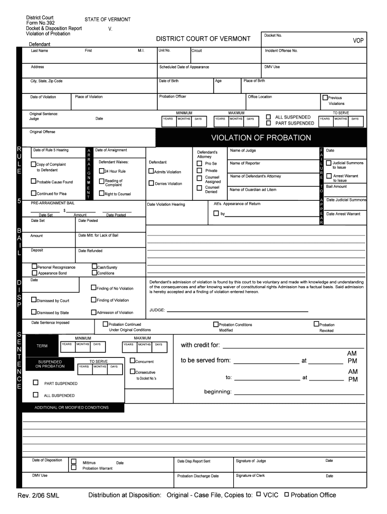 Docket &amp; Disposition Report  Form