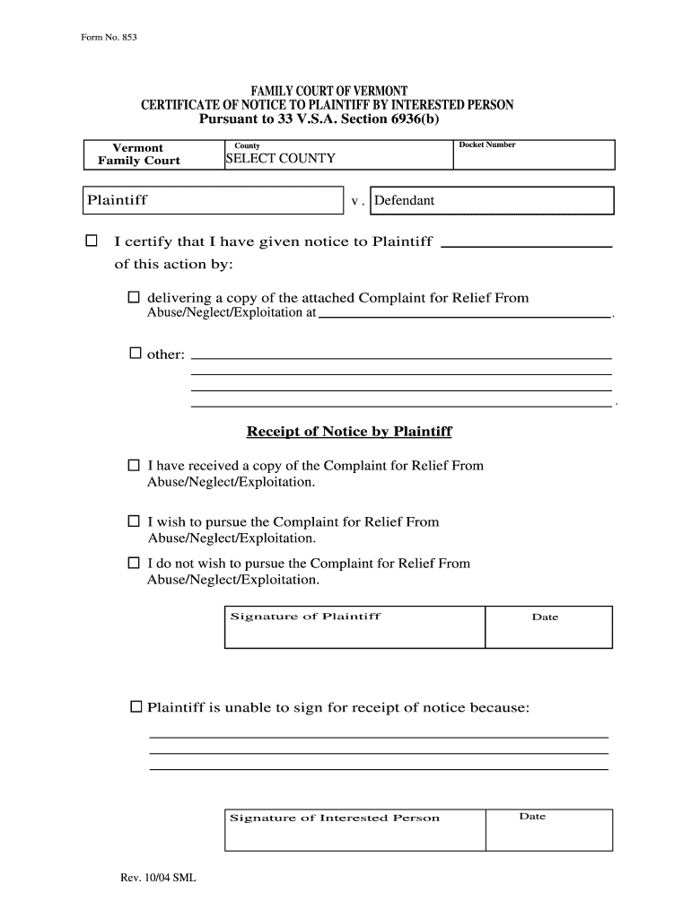 FAMILY COURT of VERMONT  Form