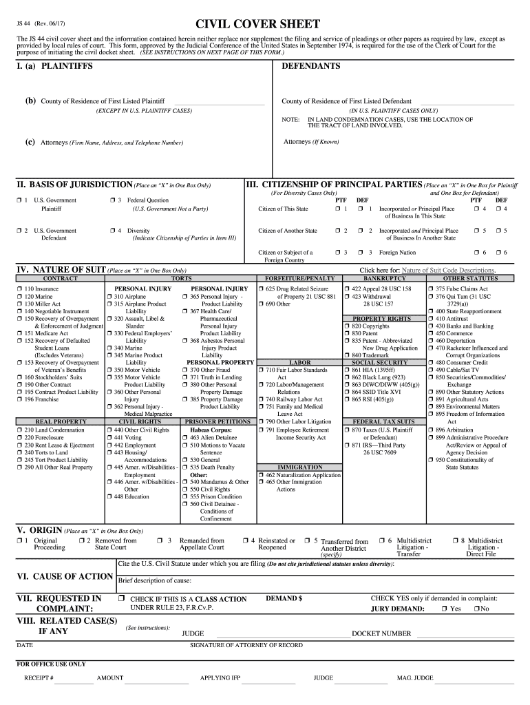 CIVIL COVER SHEET Case 418 Cv 02246 Document 1 Filed in TXSD  Form