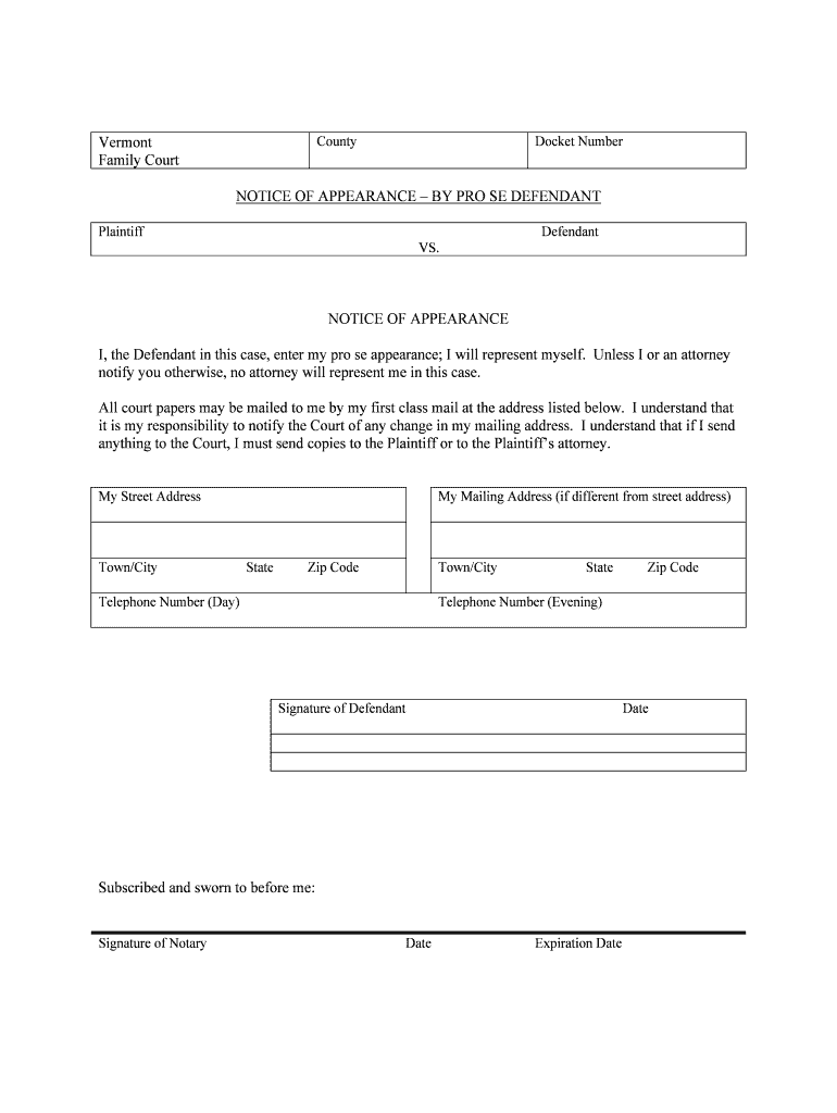 NOTICE of APPEARANCE by PRO SE LITIGANT Change  Form