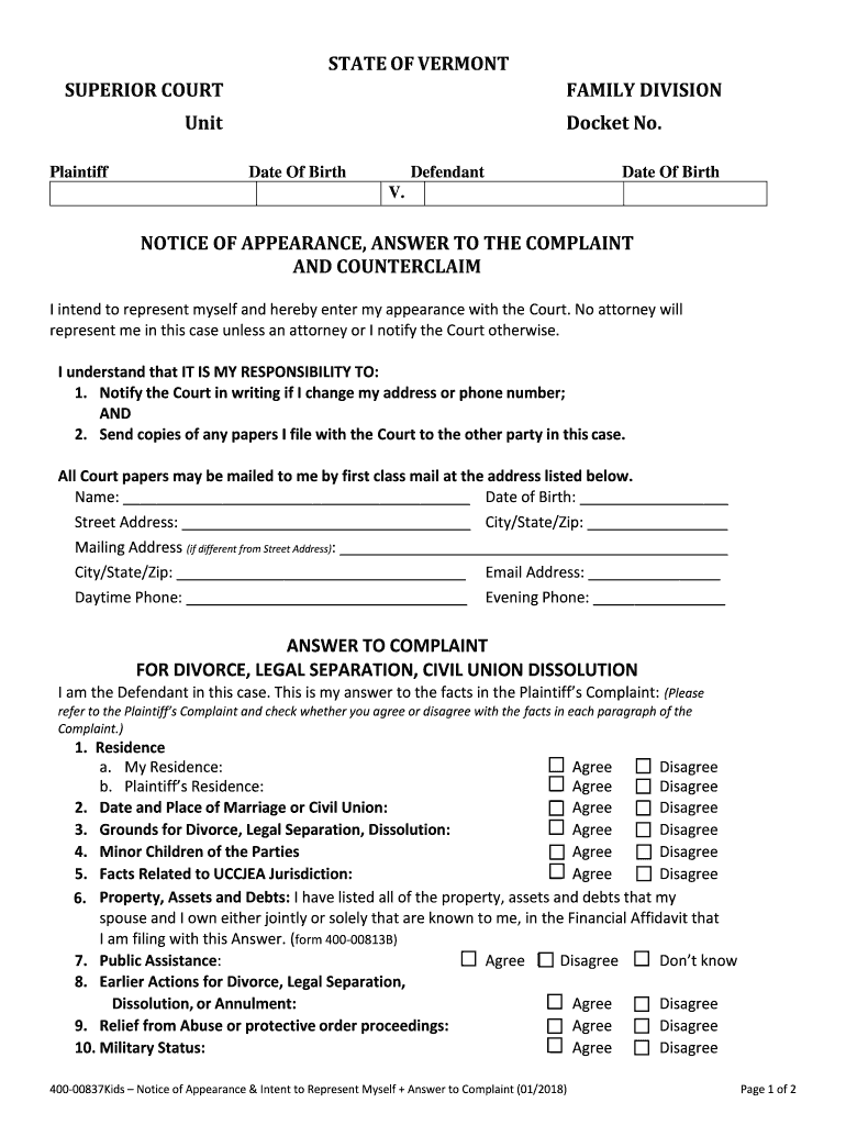 How to File an Answer to a Complaint in the Superior Court of  Form