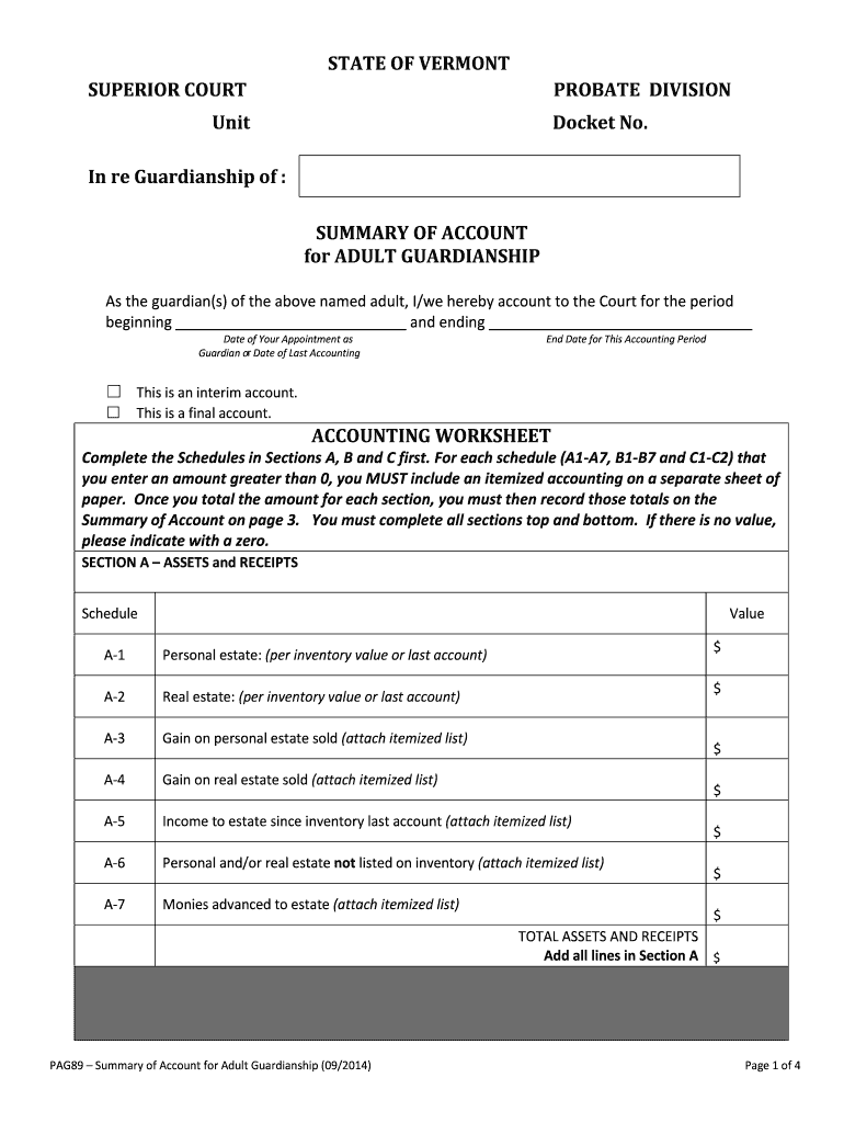 Guardians Annual Report for Adult Guardianship 700 00093A  Form