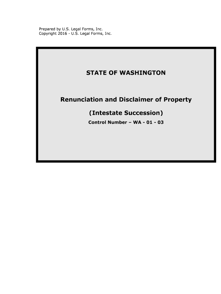 Washington Renunciation and Disclaimer of Property  Form