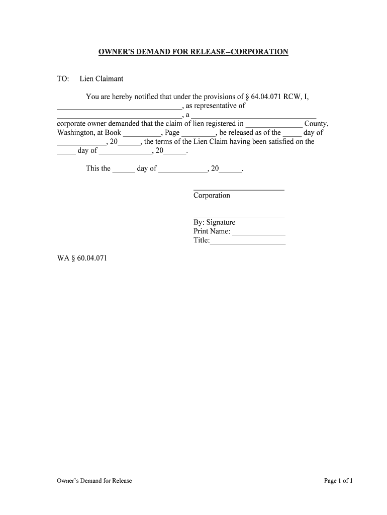 Bill of Sale Form Pennsylvania Mechanics Lien Release Form