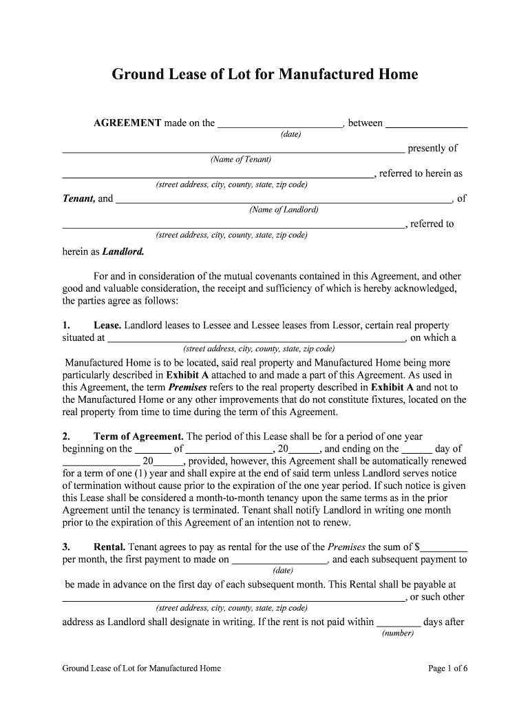 R &amp;amp;amp; R MOBILE HOME PARK LEASE AGREEMENT  Form