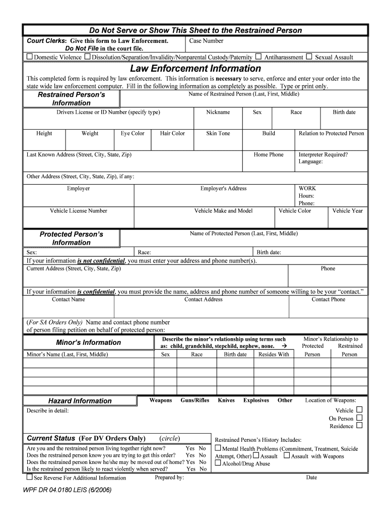 Court Clerks Give This Form to Law Enforcement