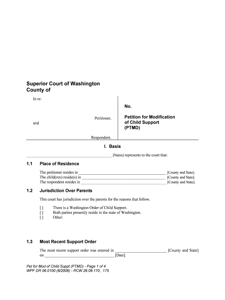 Fillable Online Courts Wa the Petitioner Resides in County and State  Form