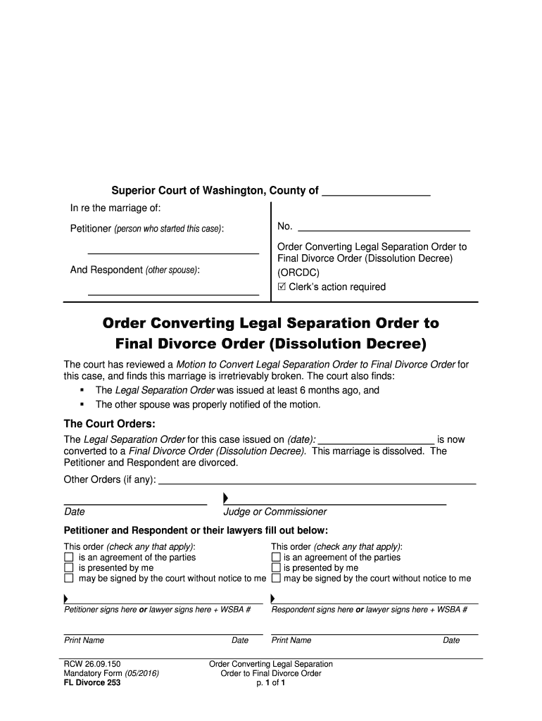 Fill and Sign the Order Converting Legal Separation Order to Form