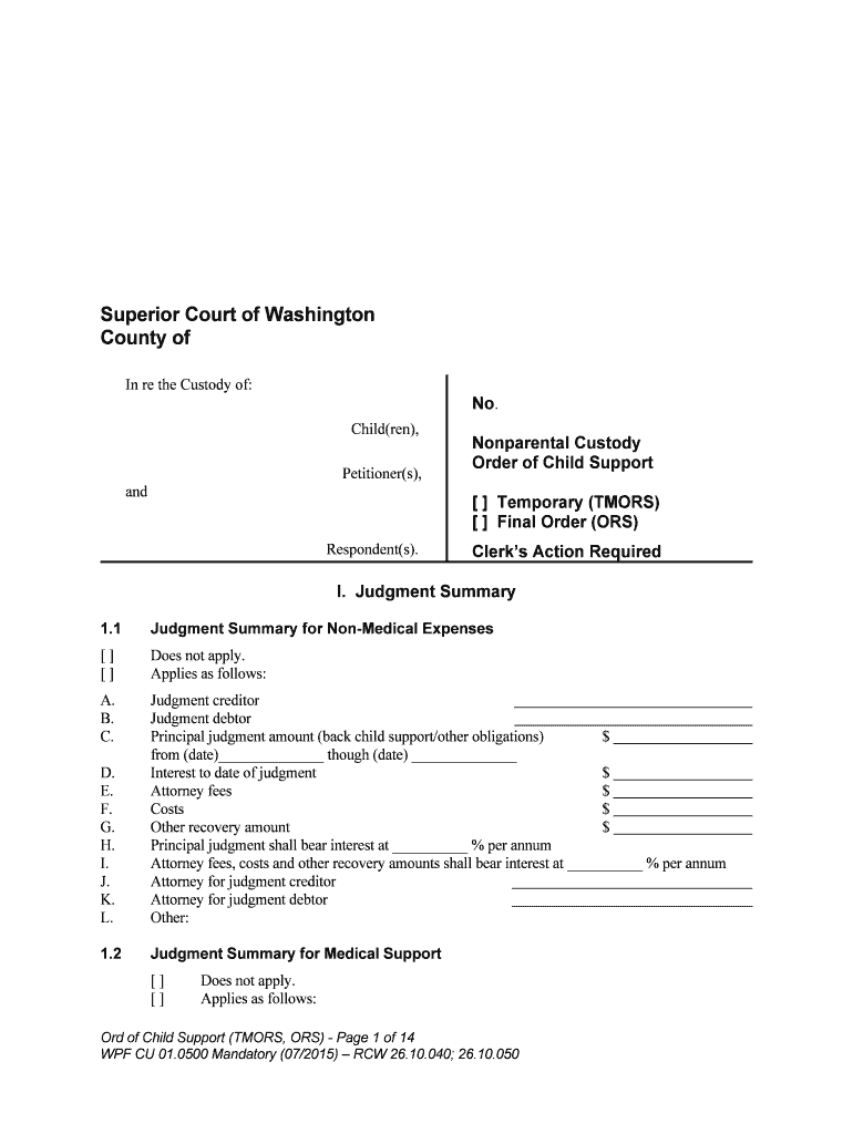 Judgment Summary for Non Medical Expenses  Form