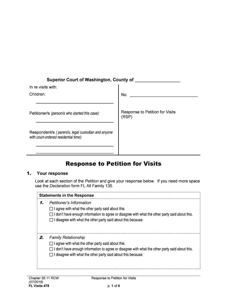 Response to Petition for Visits Washington  Form