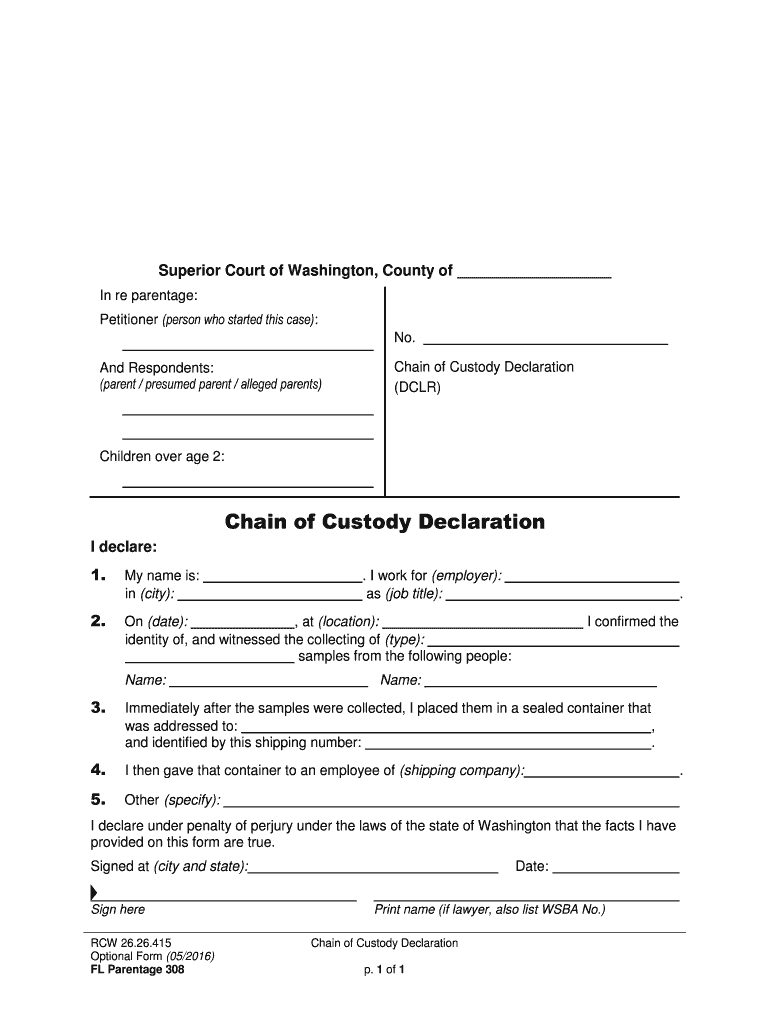 Form FL Parentage 314 Download Printable PDF, Summary