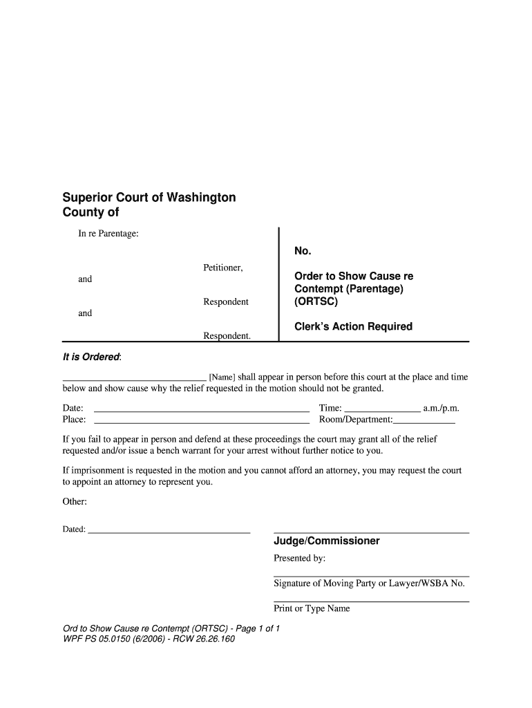 Filing for Contempt of Court for Violation of Parenting Plan  Form