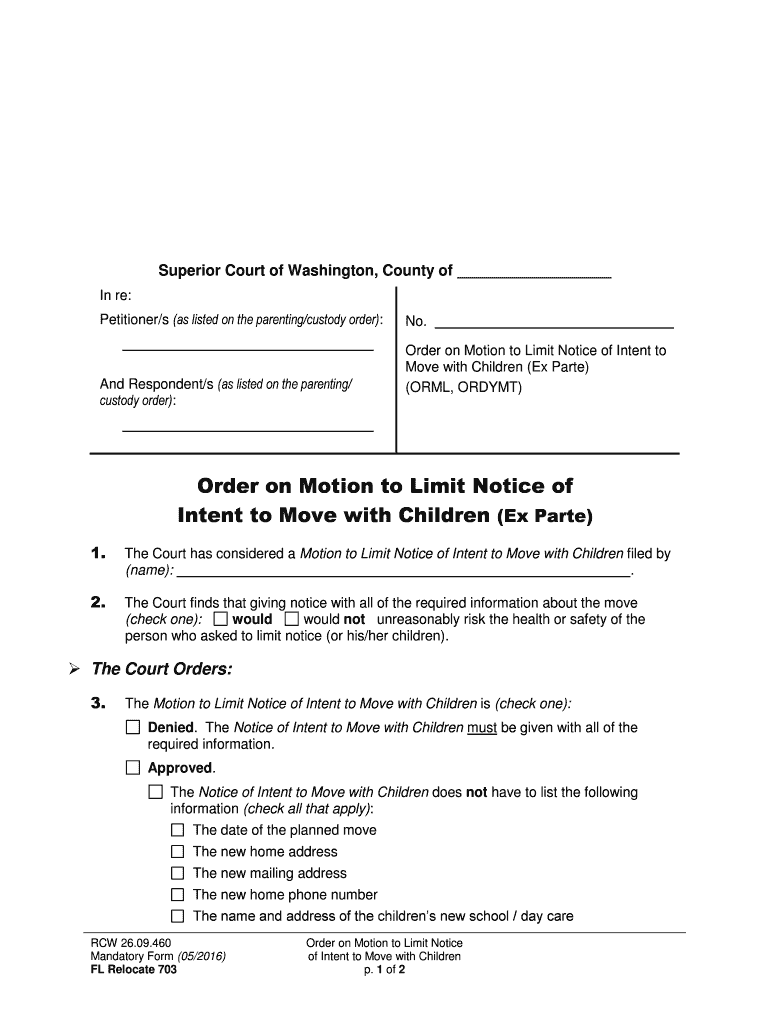 Order on Motion to Limit Notice of Intent to  Form