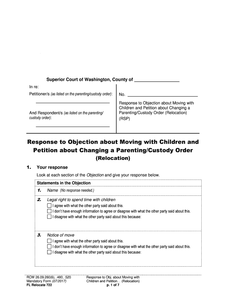 Form Fl Relocate720 &amp;quot;Summons Notice of Objection About