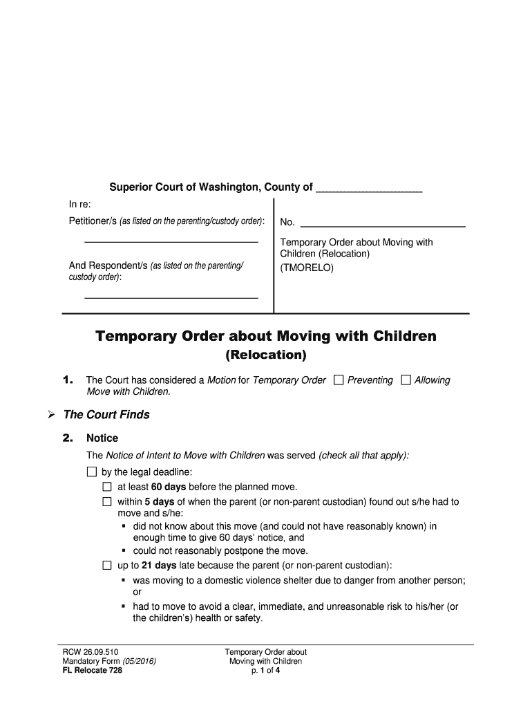 Get an Ex Parte Order to Move with Your Children  Form