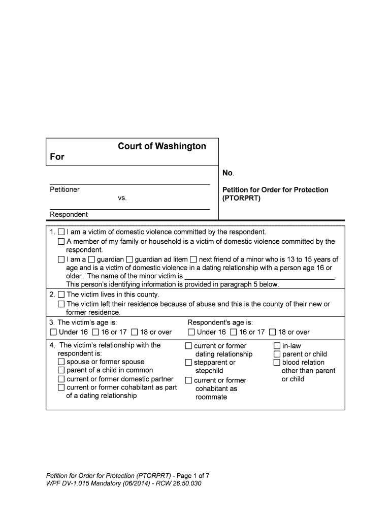 WPF DV 1 015 Washington State Courts  Form