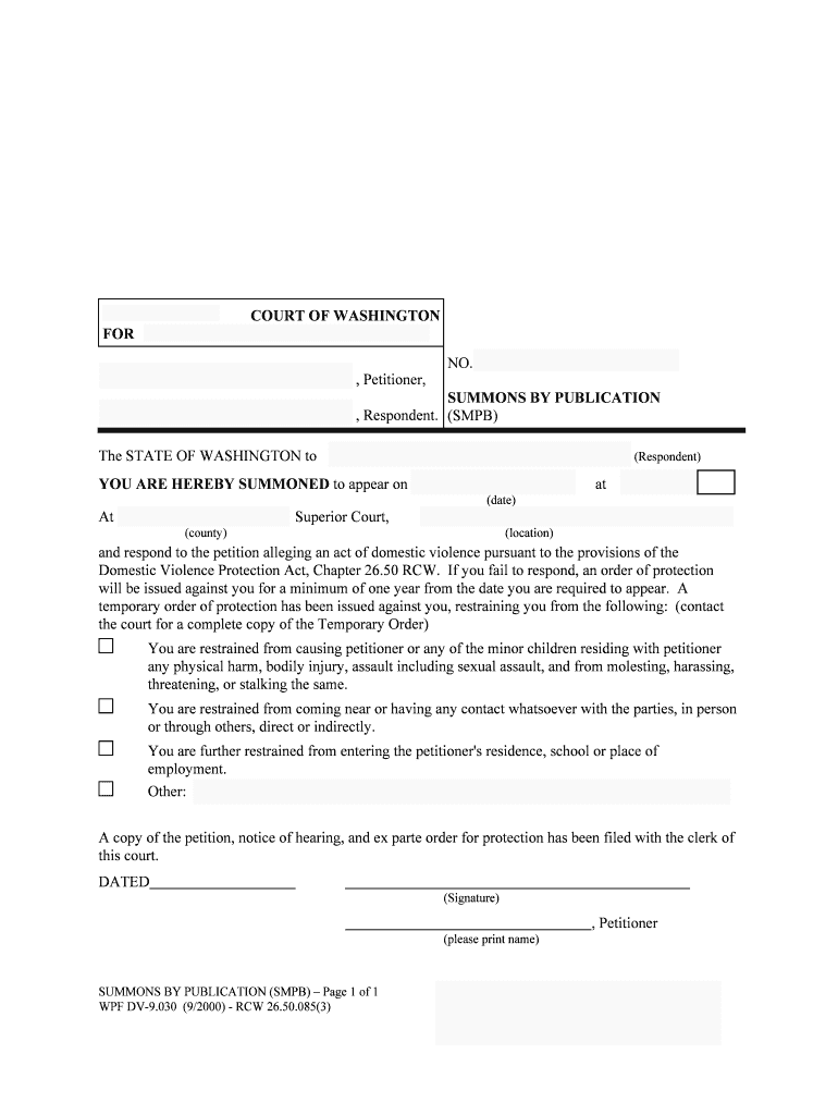 Divorce Kit, No Child Washington State Do it Yourself  Form