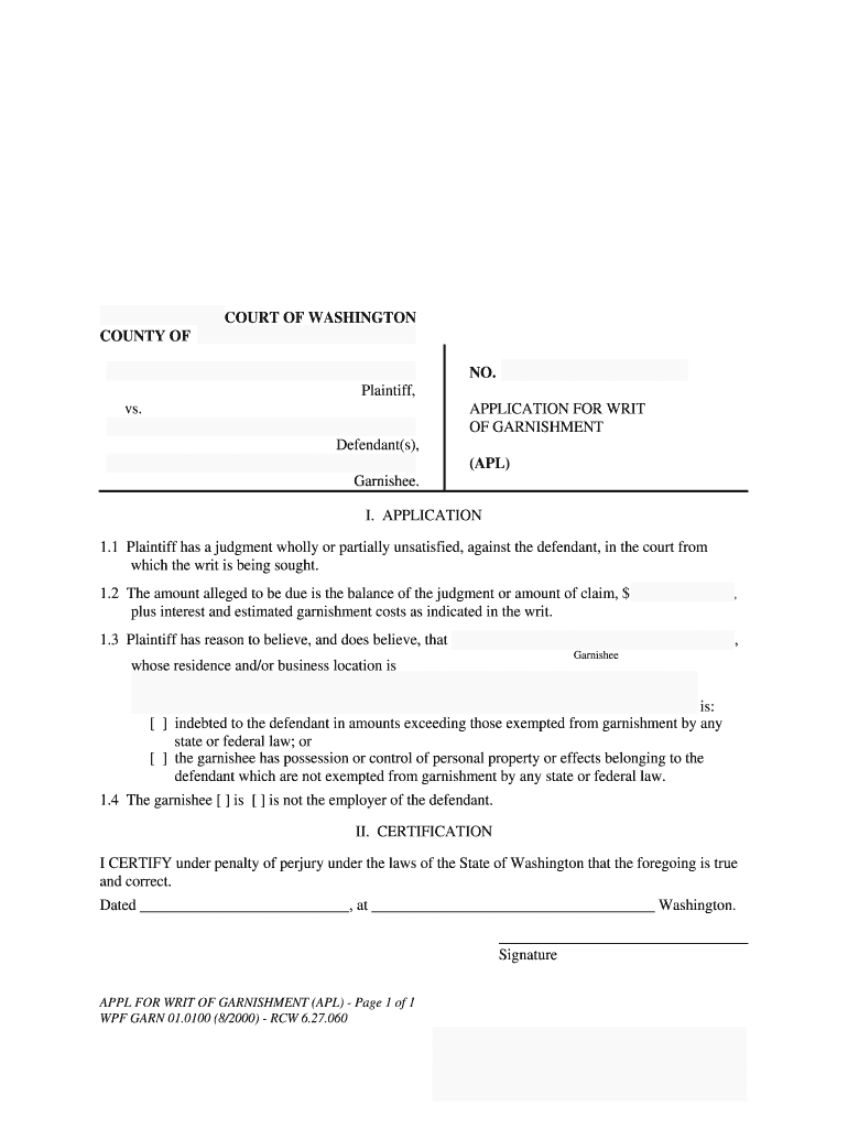 APPLICATION for WRIT  Form