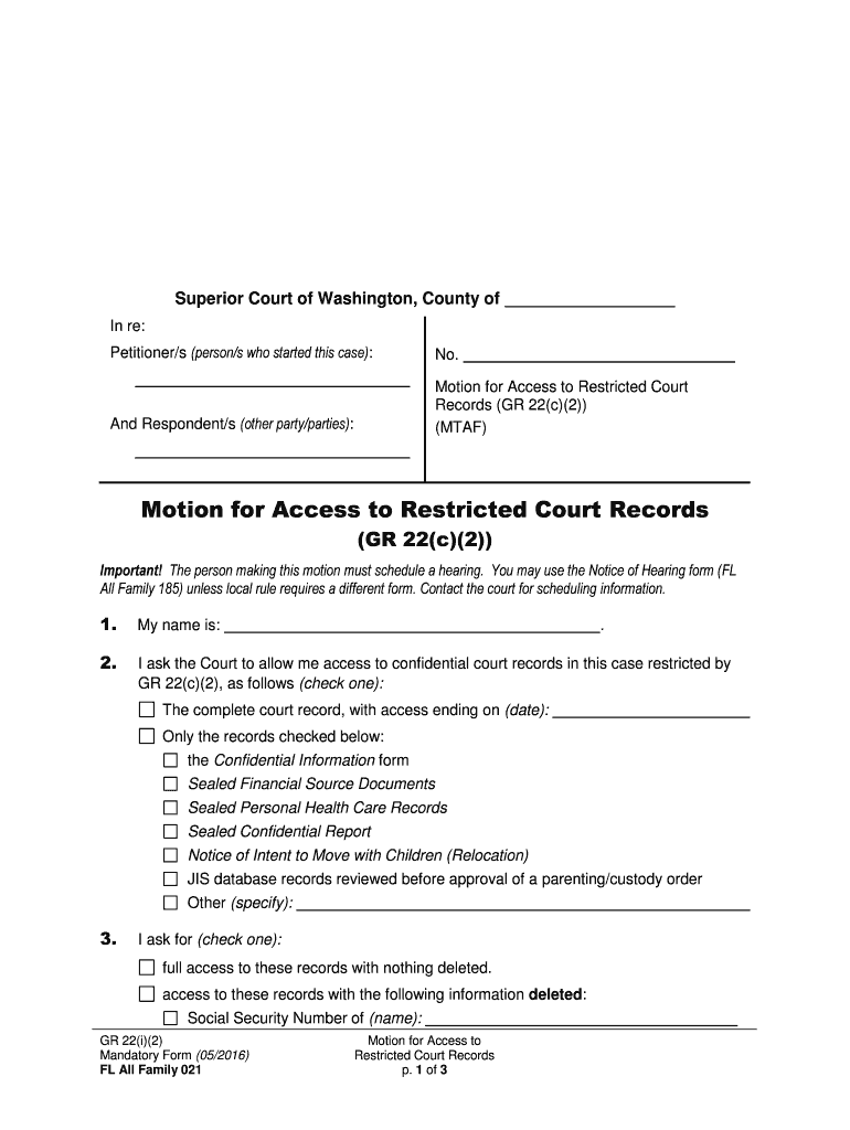 Form Fl All Family021 &amp;quot;Motion for Access to Restricted Court