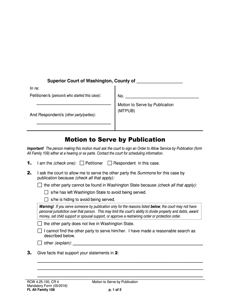 Form FL All Family 108 Motion to Serve by Publication