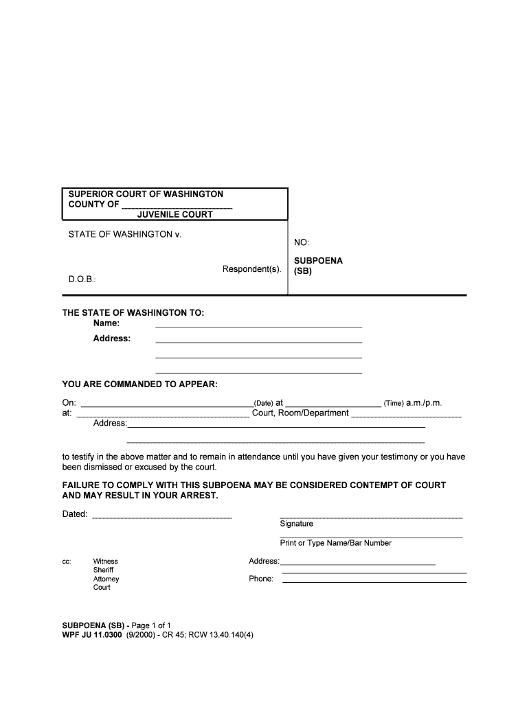 Washington State Juvenile Non Offender Benchbook King  Form