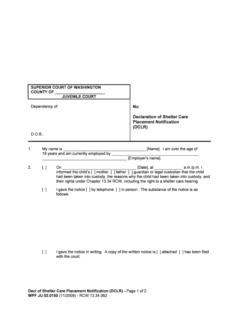 Motion for Order to Take Child into Custody JU 02 0100  Form
