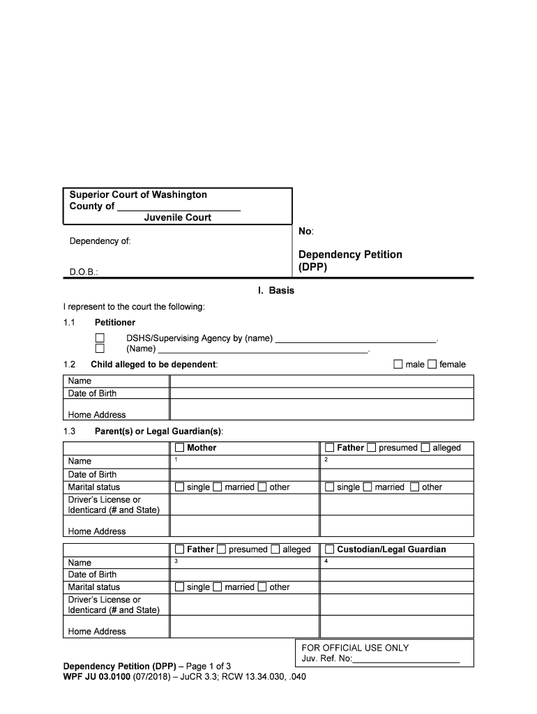 Dependency Petition Washington Court Forms