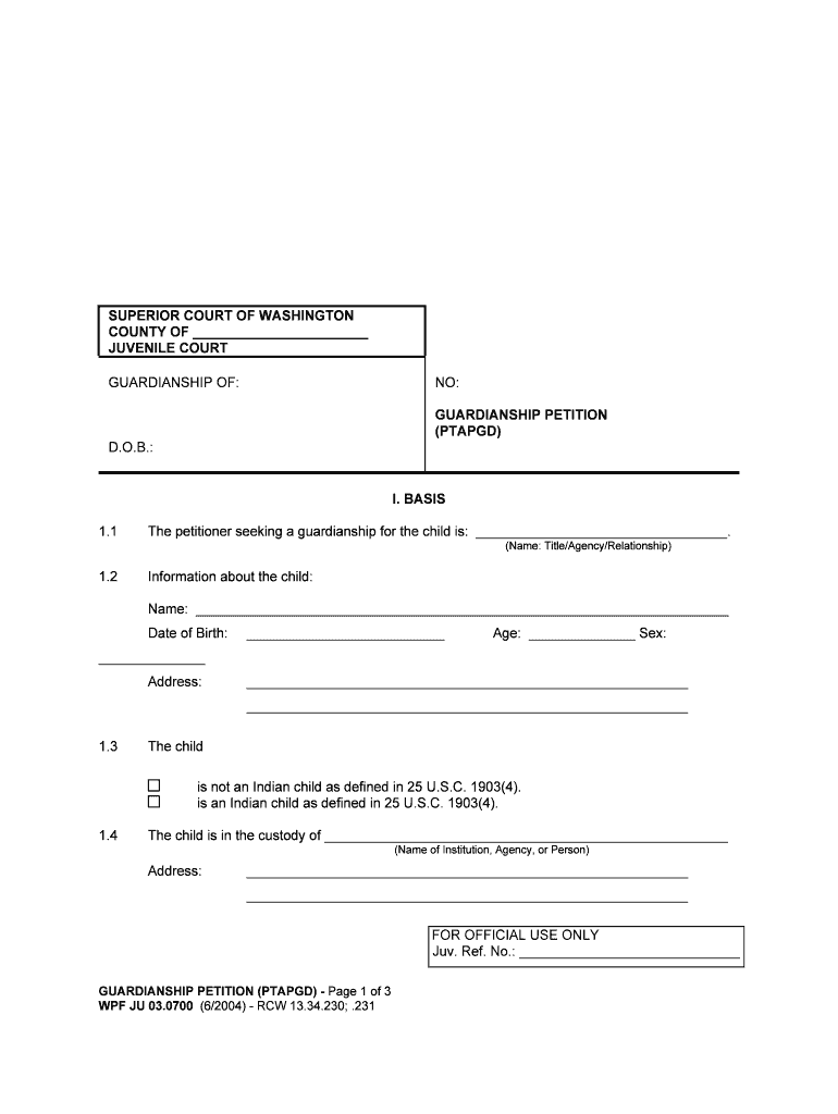 The Petitioner Seeking a Guardianship for the Child is  Form