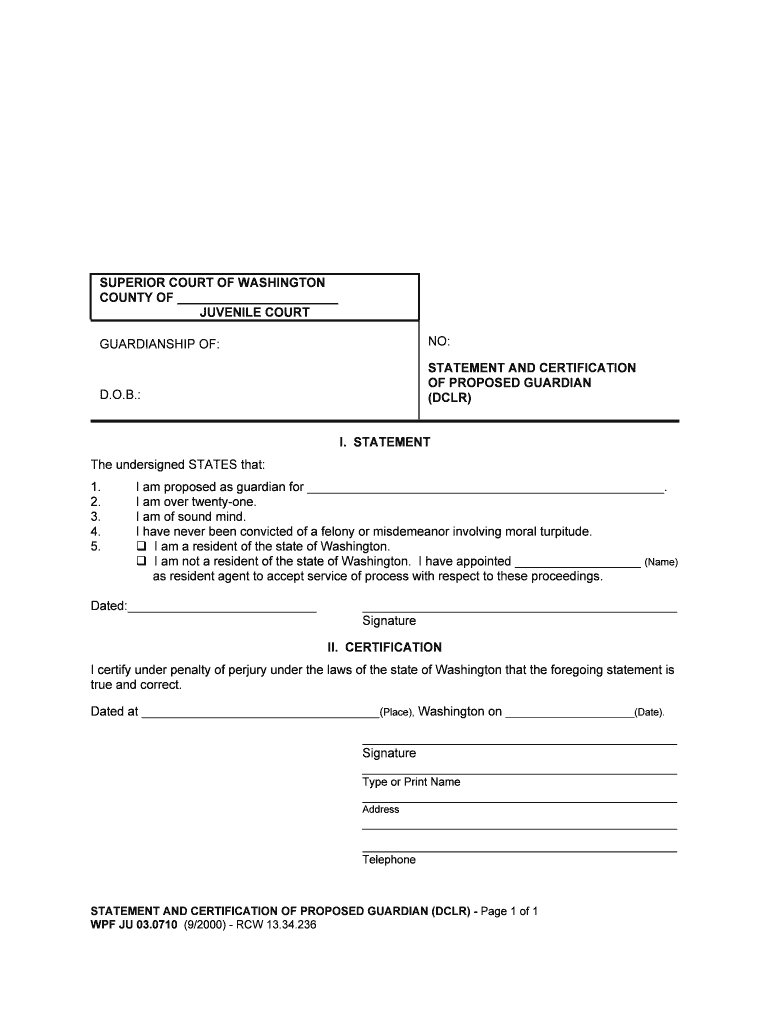 Statement and Certificiation of Guardian  Form