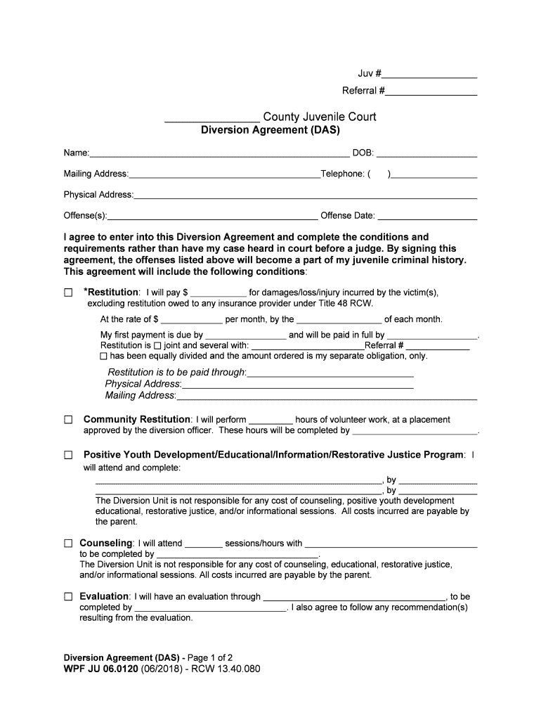 Diversion Agreement Legal Forms Court Forms