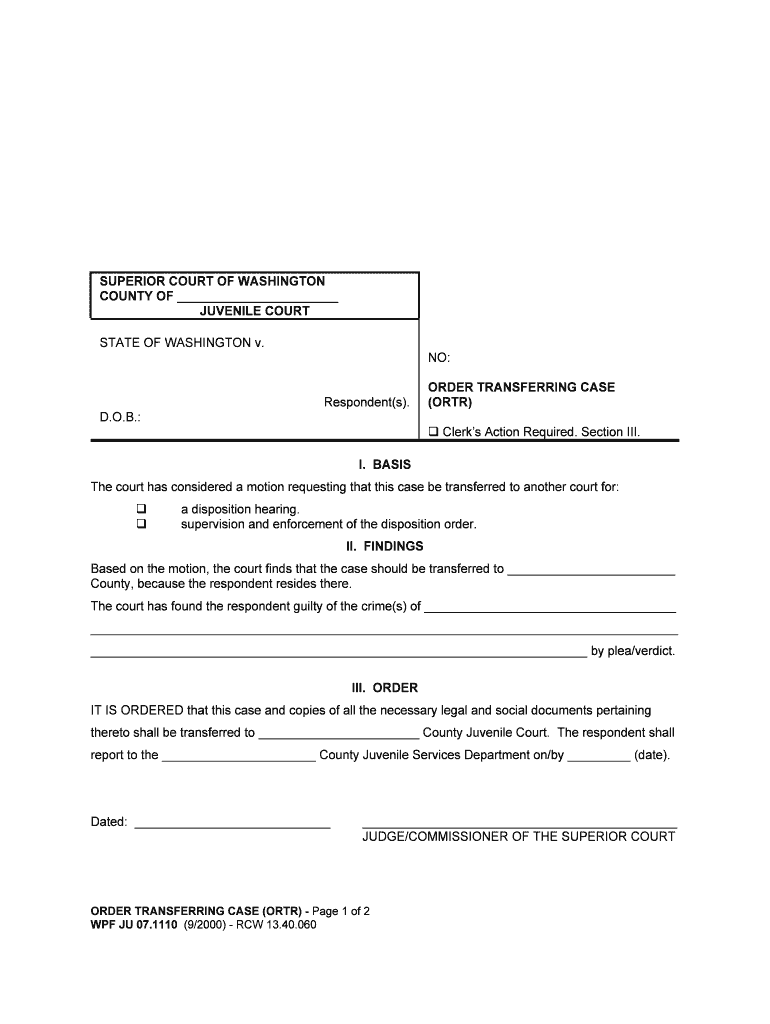 Justia Hearing Findings and Conclusions on Declination  Form