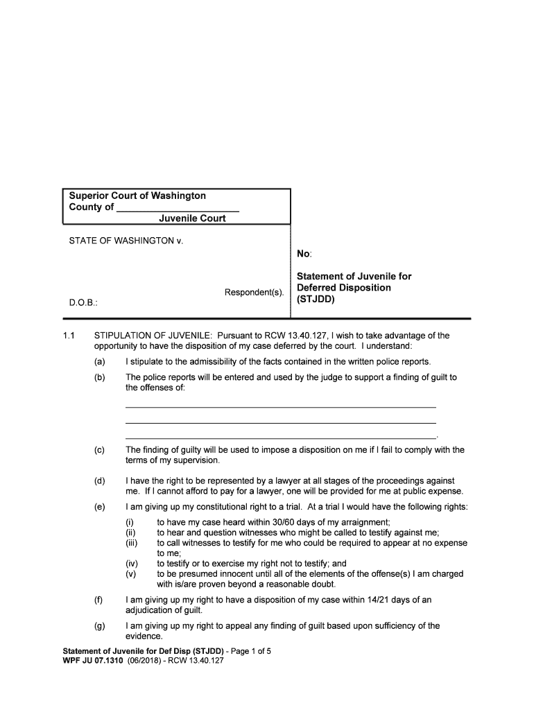 Justia Statement of Juvenile for Deferred Disposition  Form