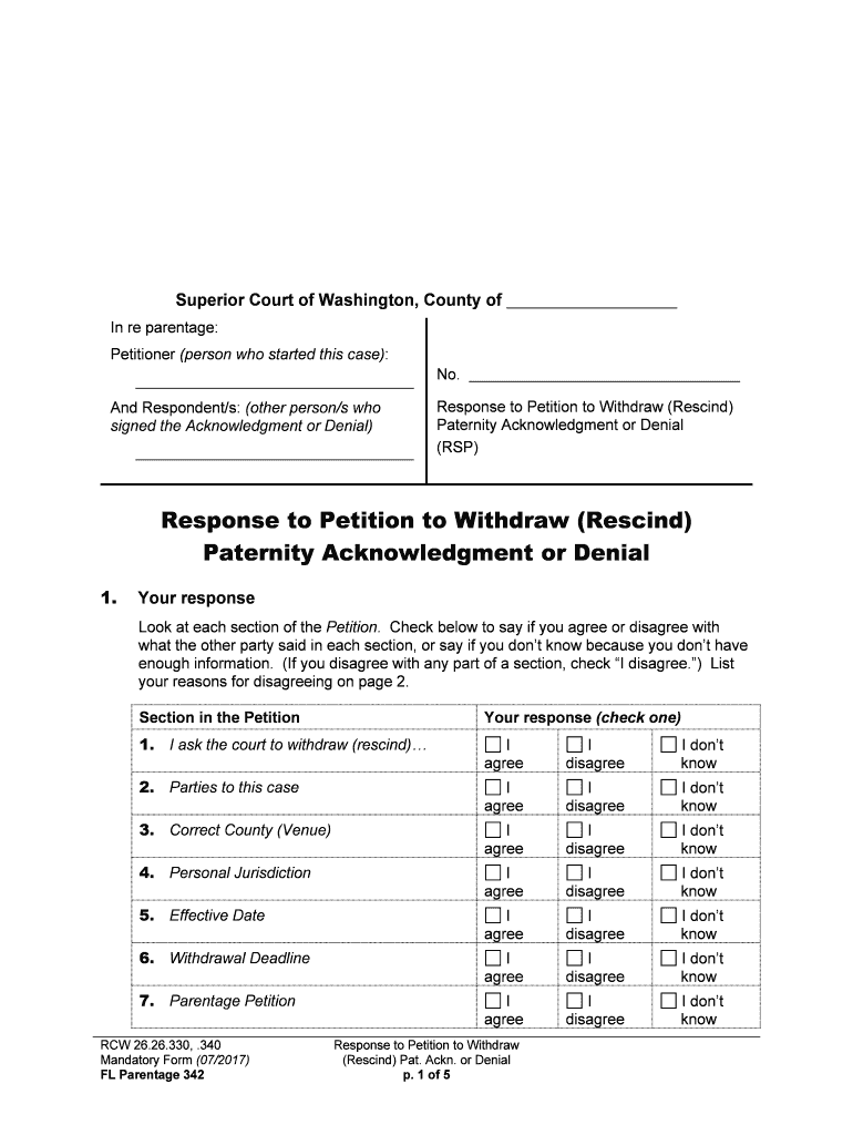 How to Respond to a Petition to Enforce the King County  Form