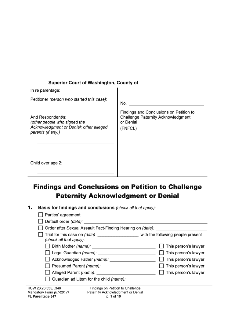 Final Order on Petition to Challenge Paternity Acknowledgment  Form