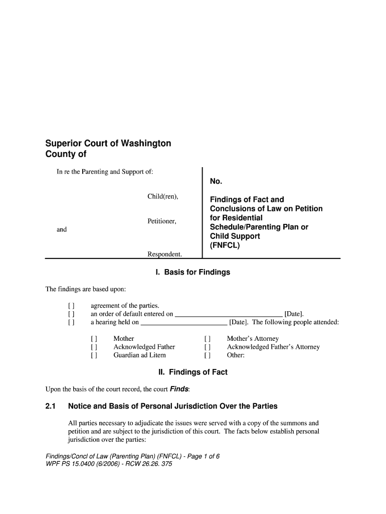 ScheduleParenting Plan or  Form