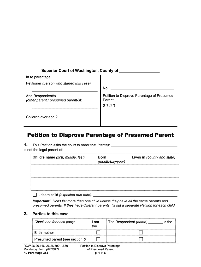 Fillable Online Courts Wa Superior Court of Washington  Form