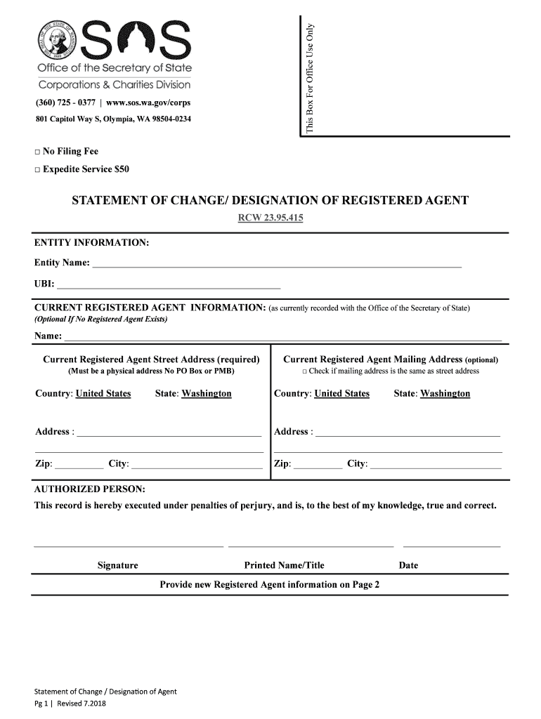 Fillable Online STATEMENT of CHANGE DESIGNATION of  Form