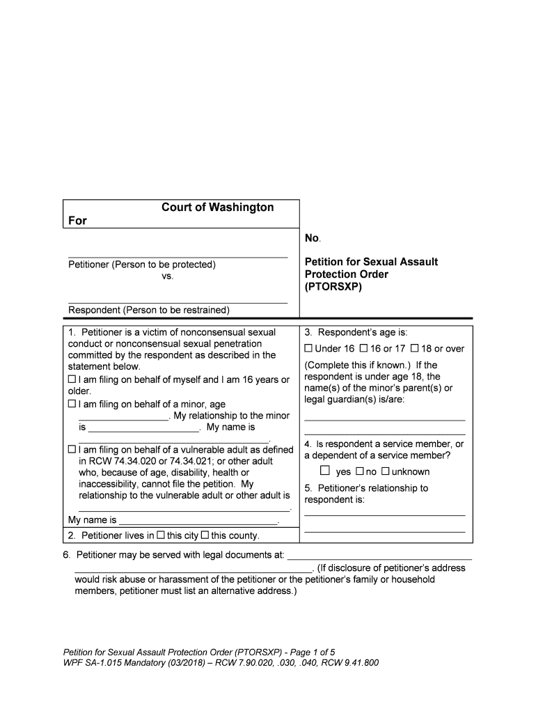 SA 1 015 Washington State Courts  Form