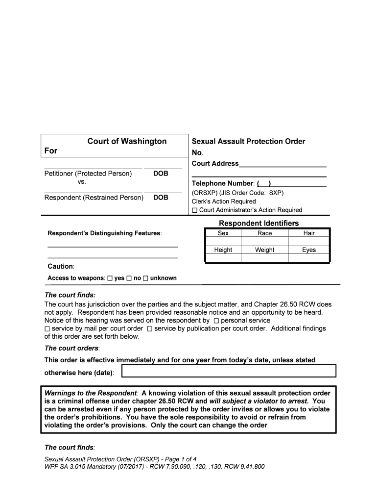 Respondent Restrained Person DOB  Form