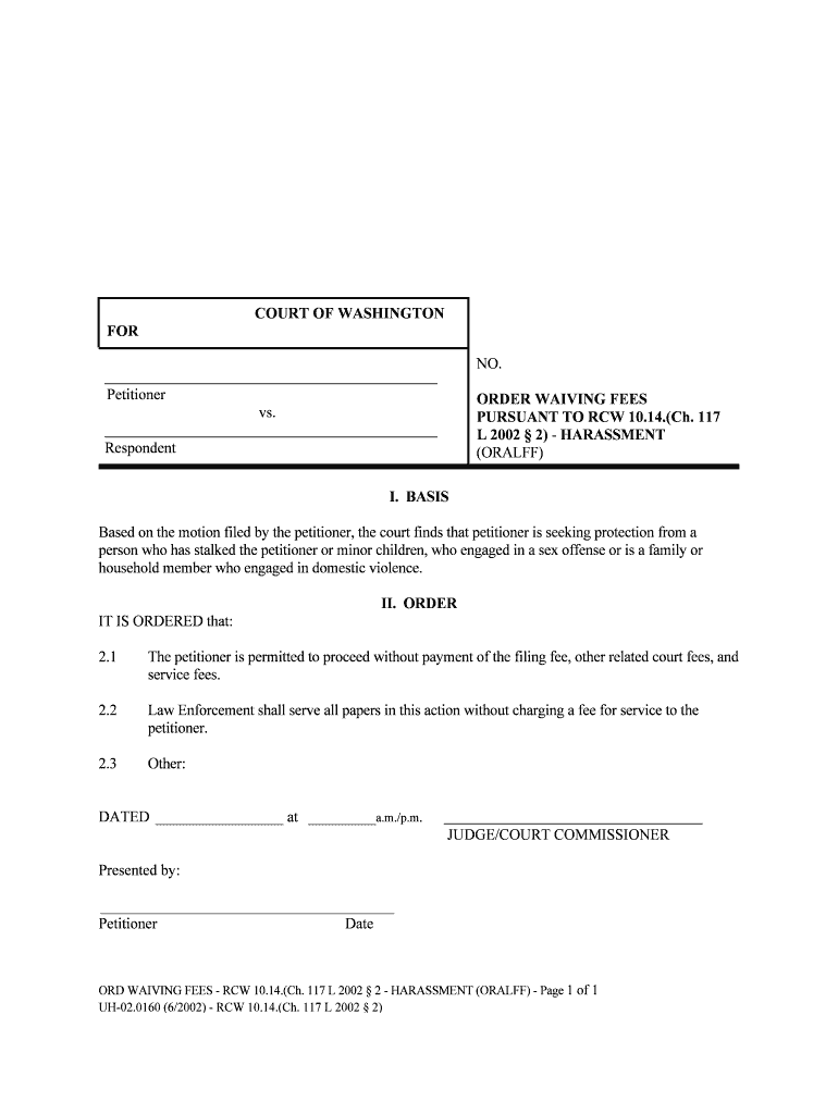STATE of WASHINGTON KING COUNTY DISTRICT COURT  Form