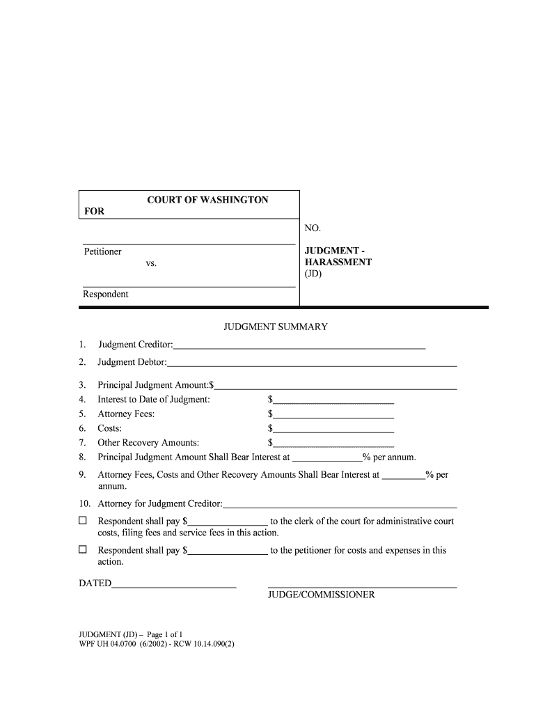 Judgment Washington State Courts Washington Courts  Form