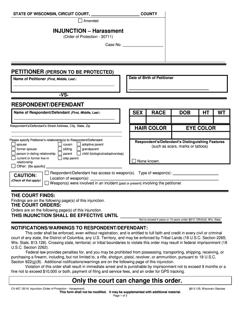 Name of RespondentDefendant First, Middle, Last  Form