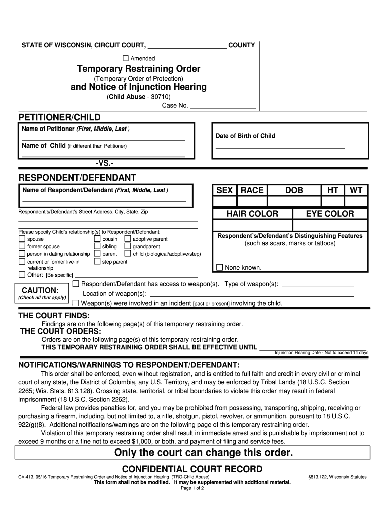 Name of Child If Different Than Petitioner  Form