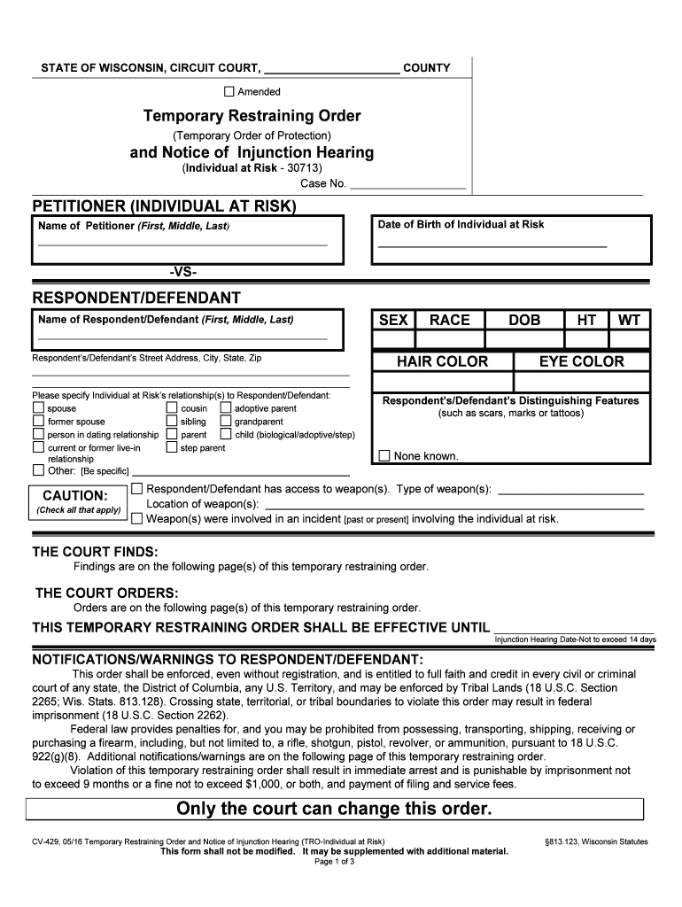 CV 429  Form