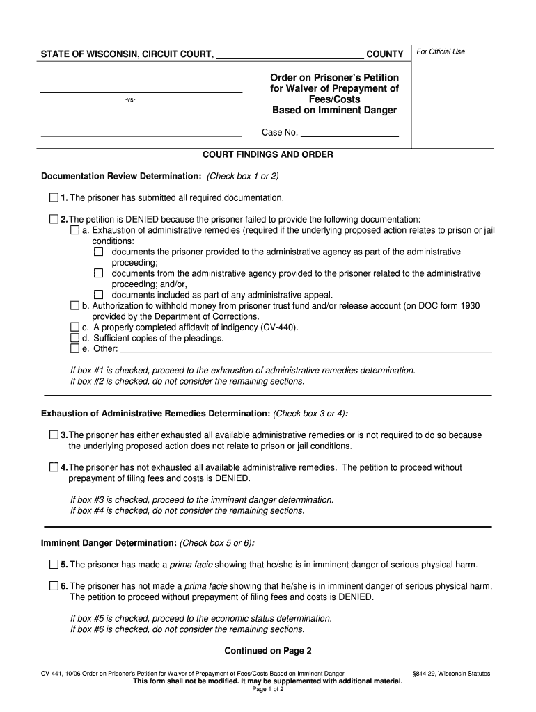 CV 441  Form