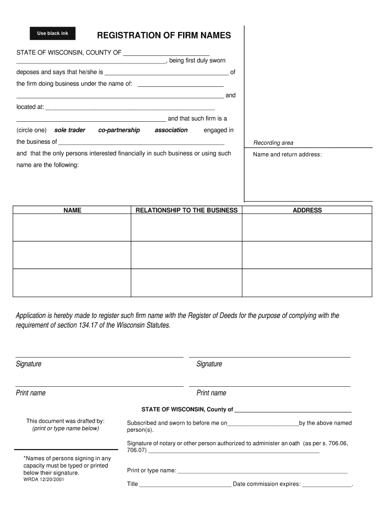 REGISTRATION of FIRM NAMES  Form