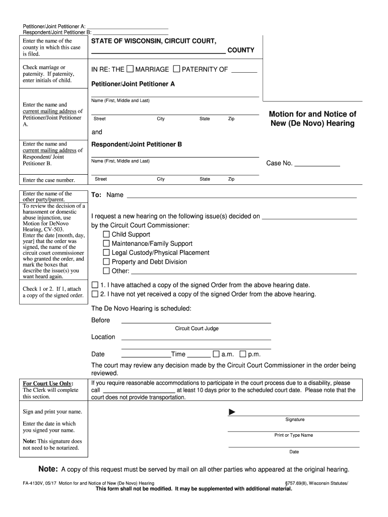 STATE of WISCONSIN, CIRCUIT COURT, COUNTY  Form