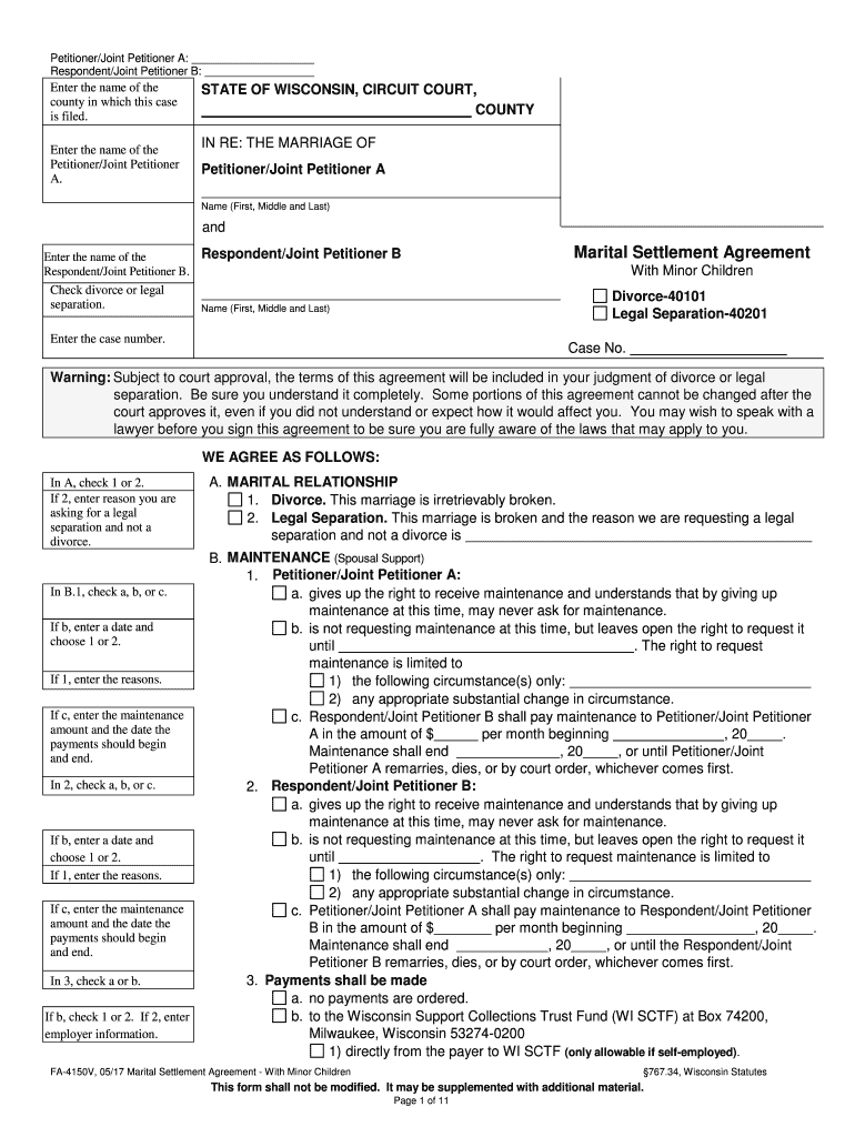 Some Portions of This Agreement Cannot Be Changed After the Form