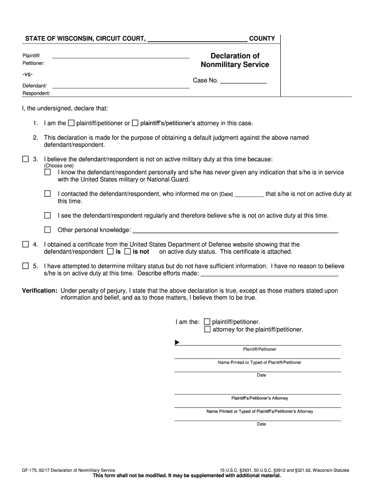 Nonmilitary Service  Form